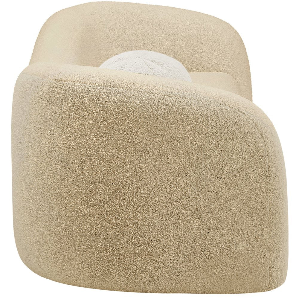 Kali Beige Faux Shearling Teddy Fabric Sofa