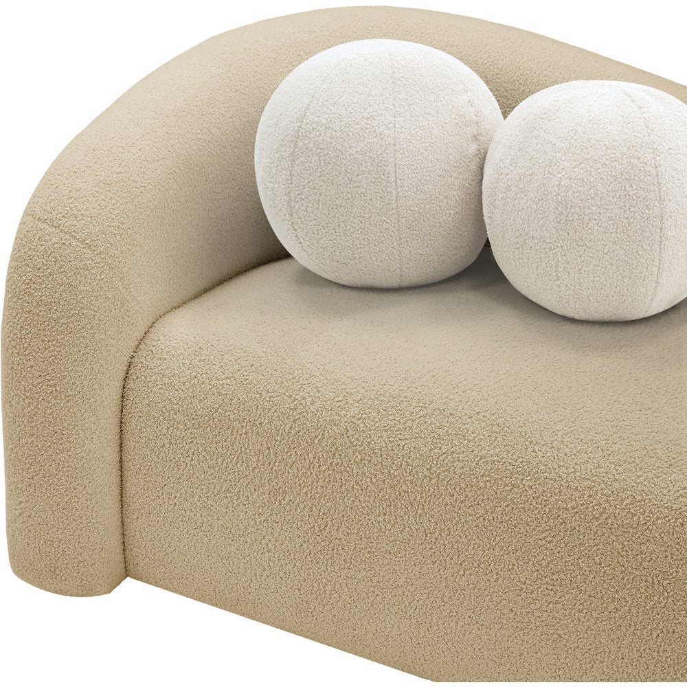 Kali Beige Faux Shearling Teddy Fabric Sofa