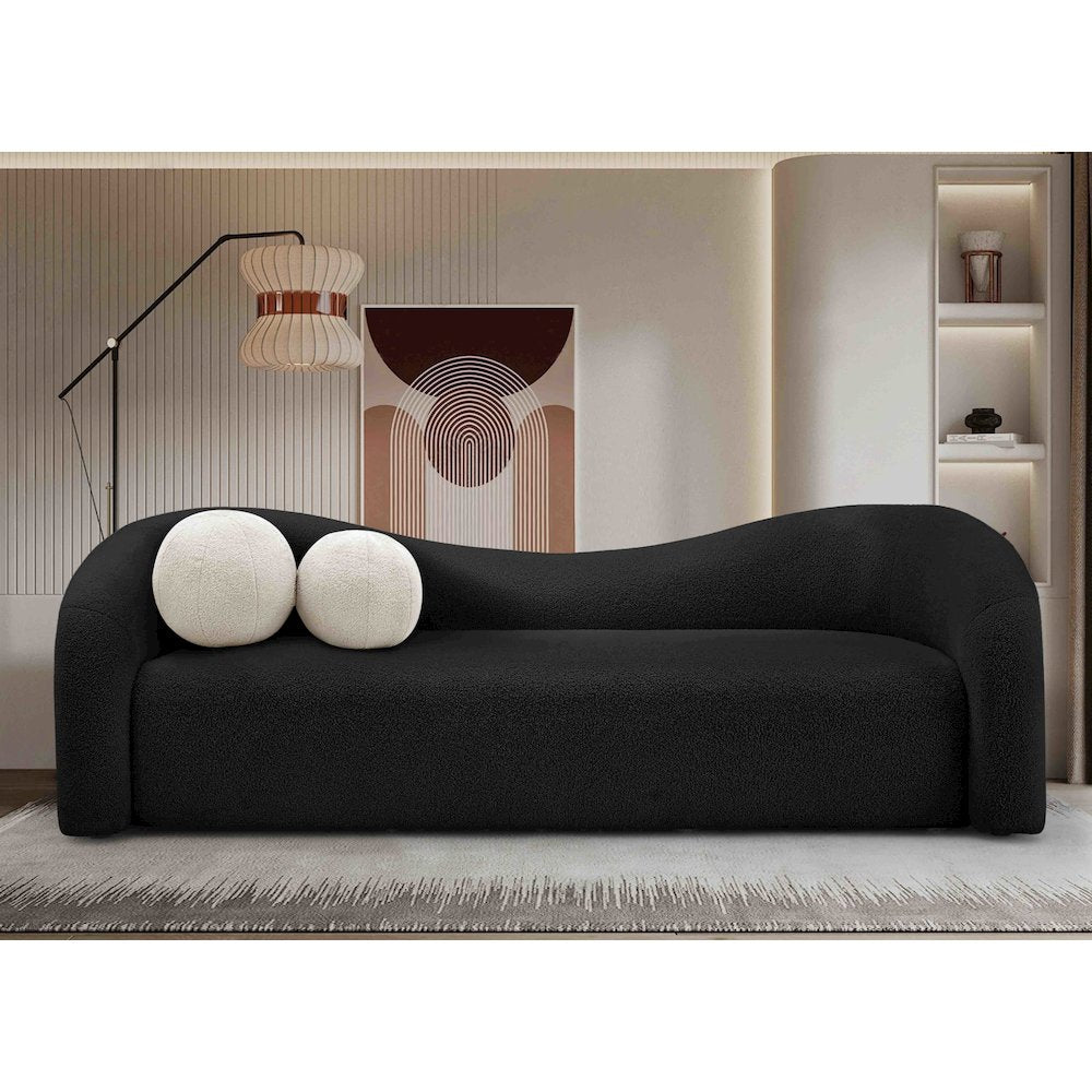 Kali Black Faux Shearling Teddy Fabric Sofa