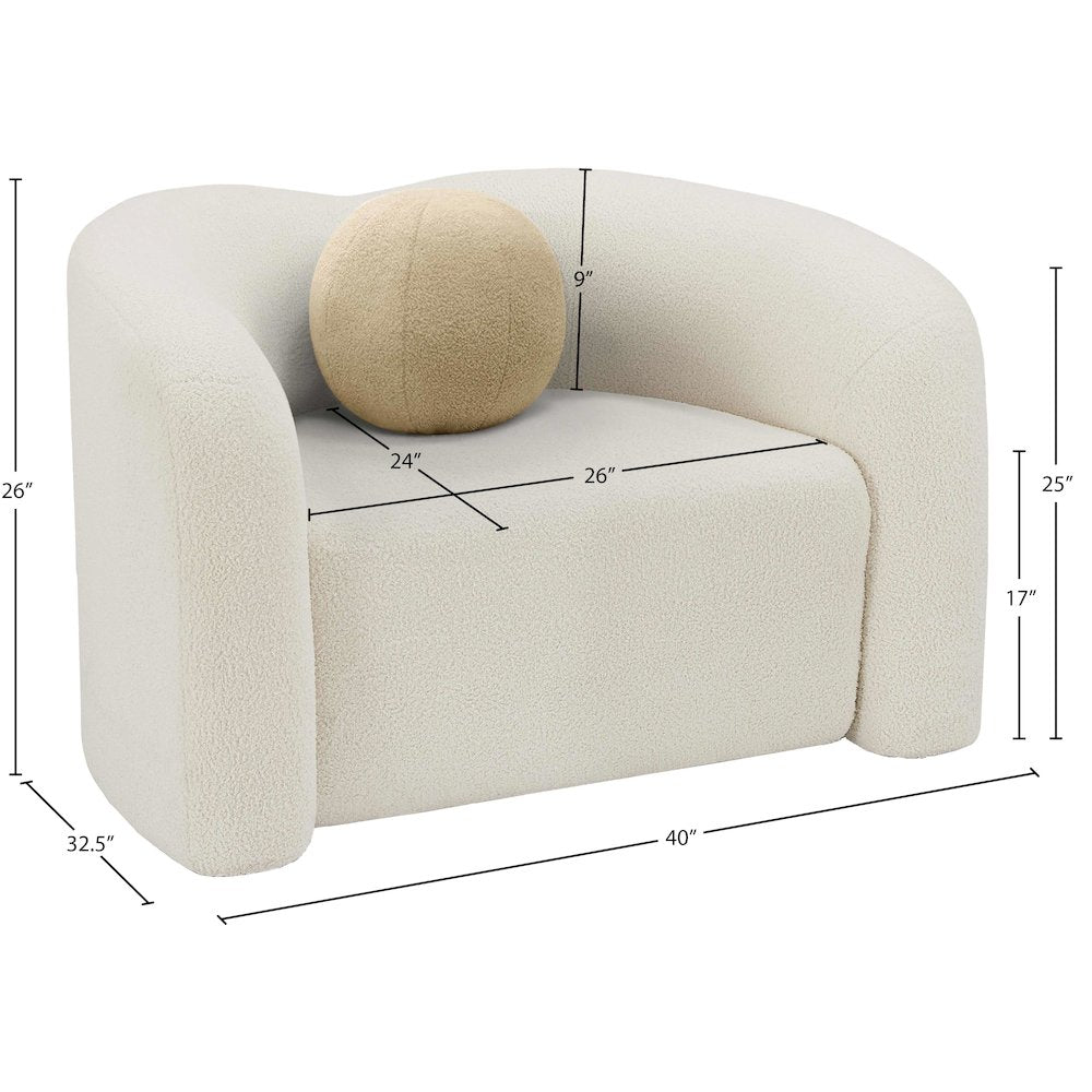Kali Cream Faux Shearling Teddy Fabric Chair