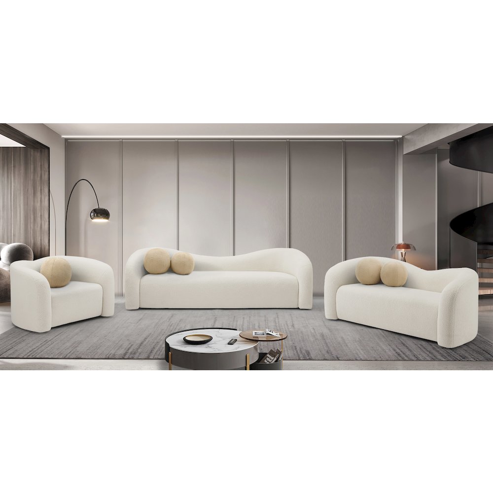 Kali Cream Faux Shearling Teddy Fabric Chair