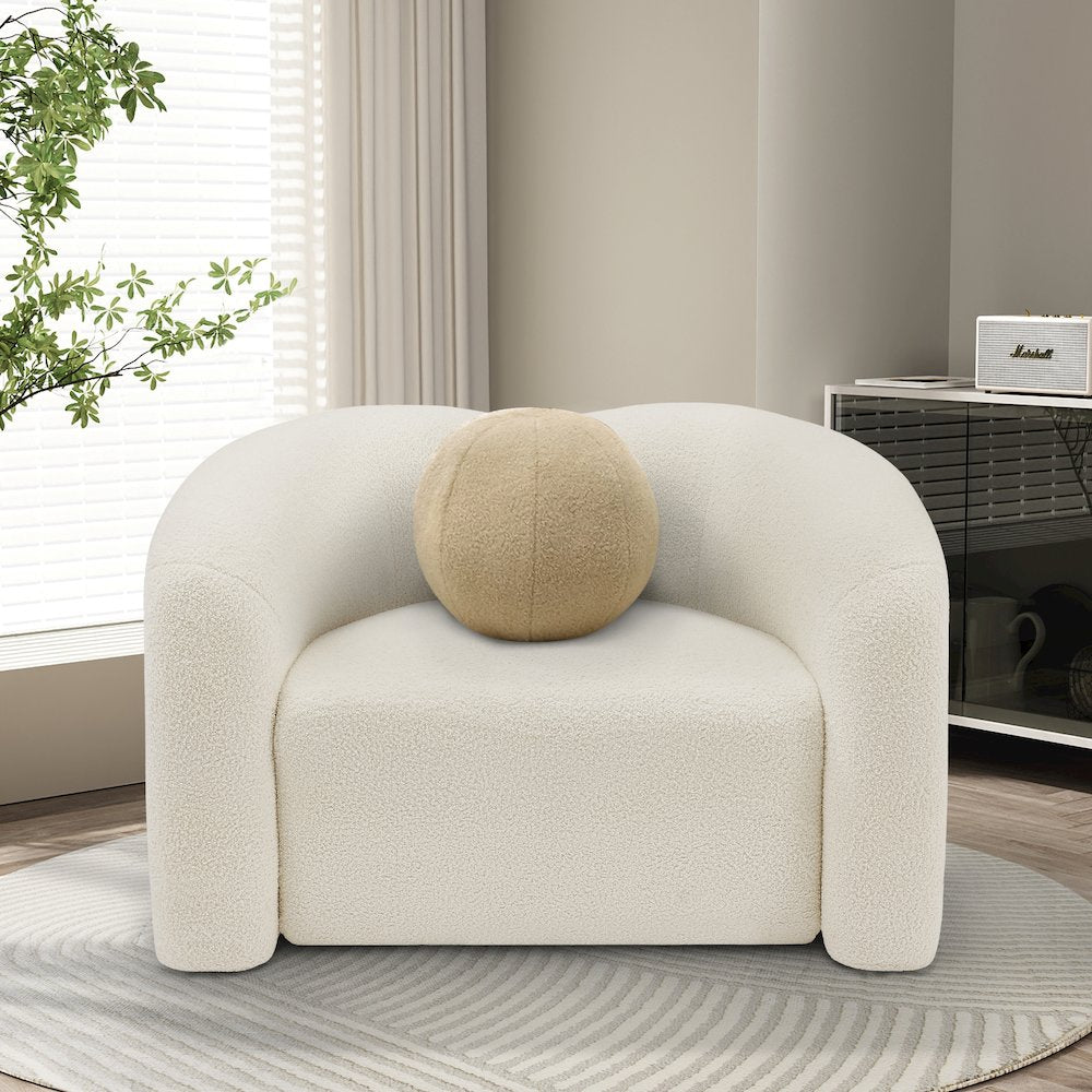 Kali Cream Faux Shearling Teddy Fabric Chair