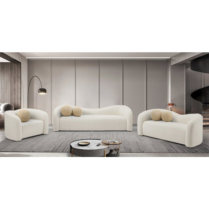 Kali Cream Faux Shearling Teddy Fabric Loveseat