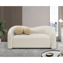 Kali Cream Faux Shearling Teddy Fabric Loveseat