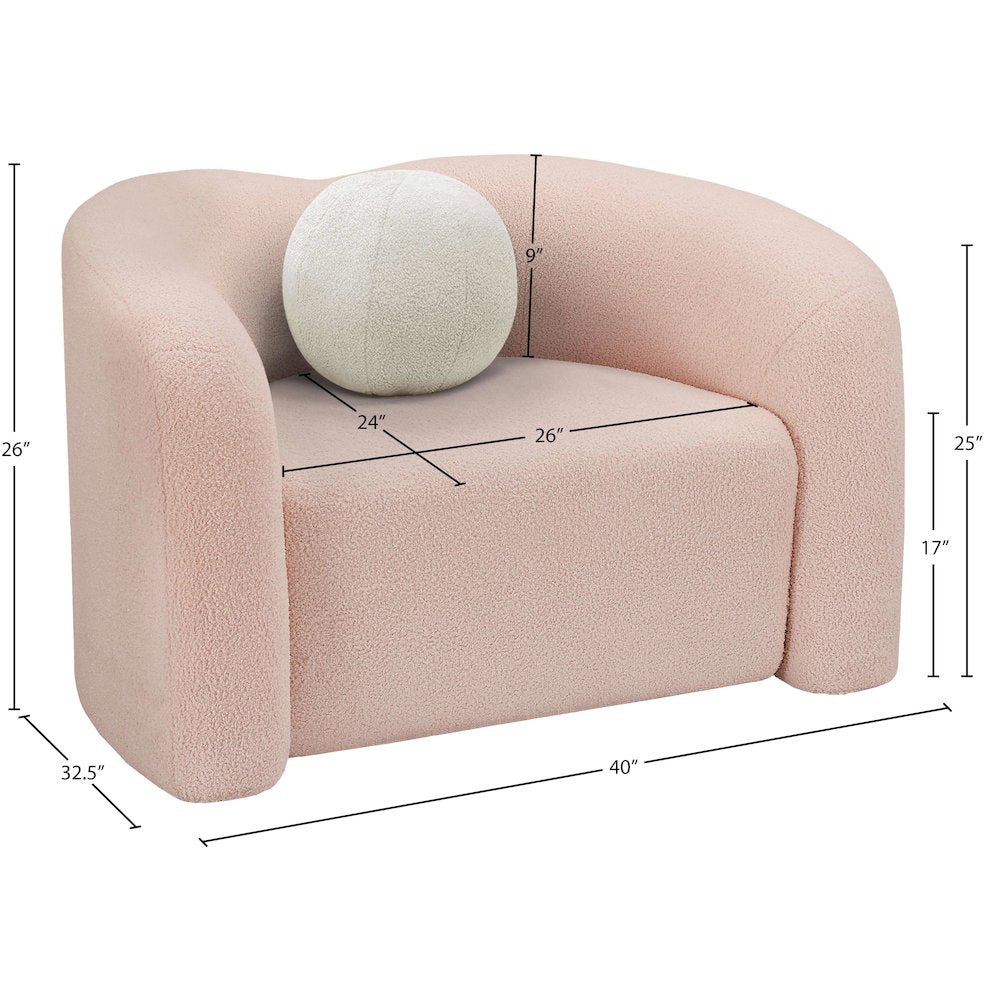 Kali Pink Faux Shearling Teddy Fabric Chair