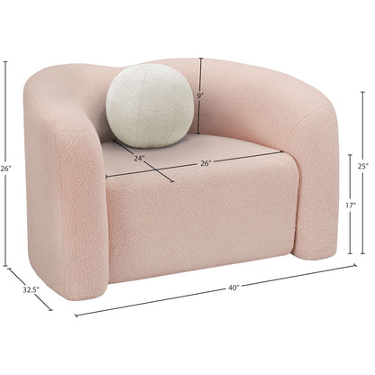 Kali Pink Faux Shearling Teddy Fabric Chair