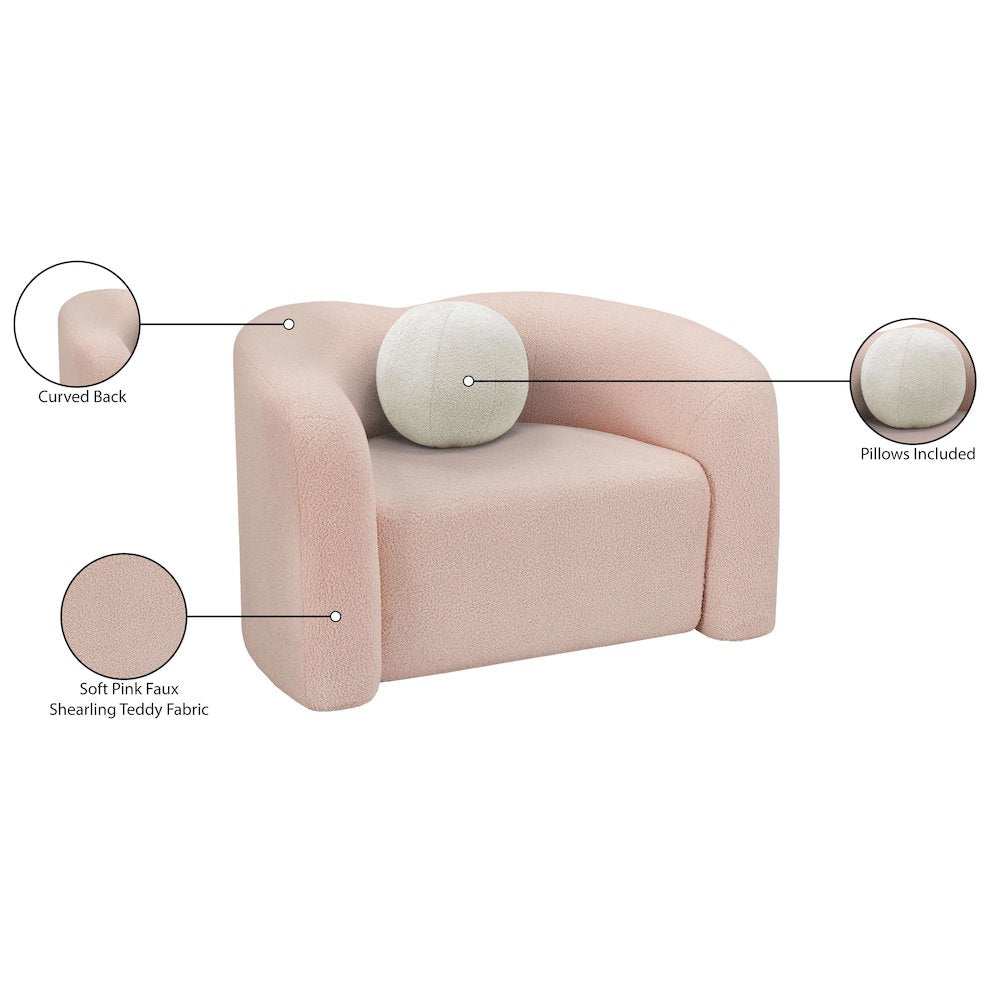Kali Pink Faux Shearling Teddy Fabric Chair