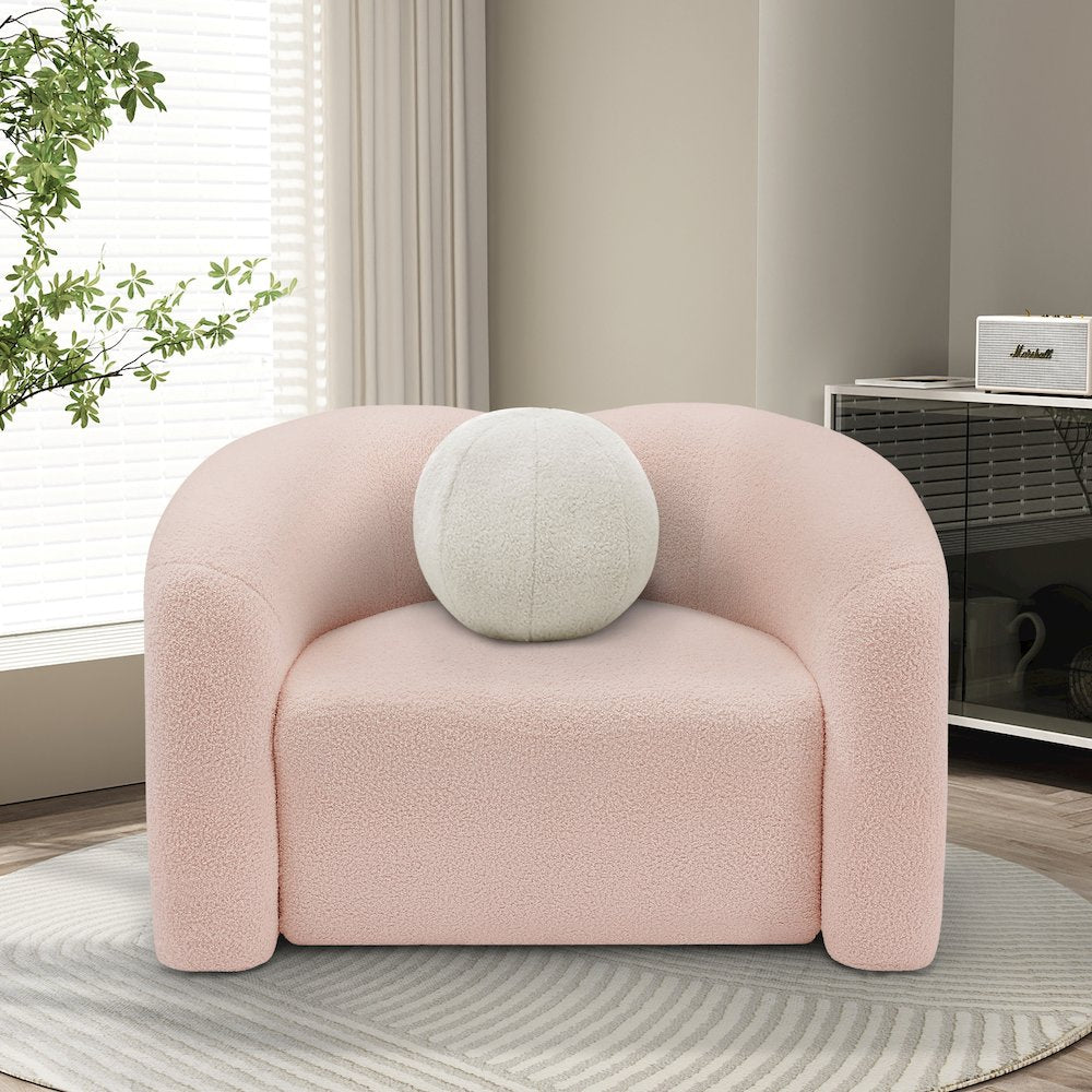 Kali Pink Faux Shearling Teddy Fabric Chair