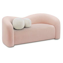 Kali Pink Faux Shearling Teddy Fabric Loveseat