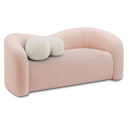 Kali Pink Faux Shearling Teddy Fabric Loveseat