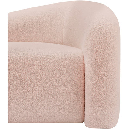 Kali Pink Faux Shearling Teddy Fabric Loveseat