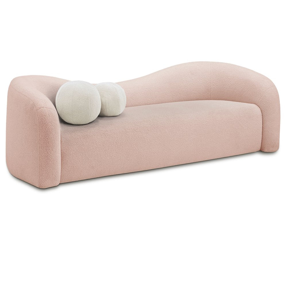 Kali Pink Faux Shearling Teddy Fabric Sofa