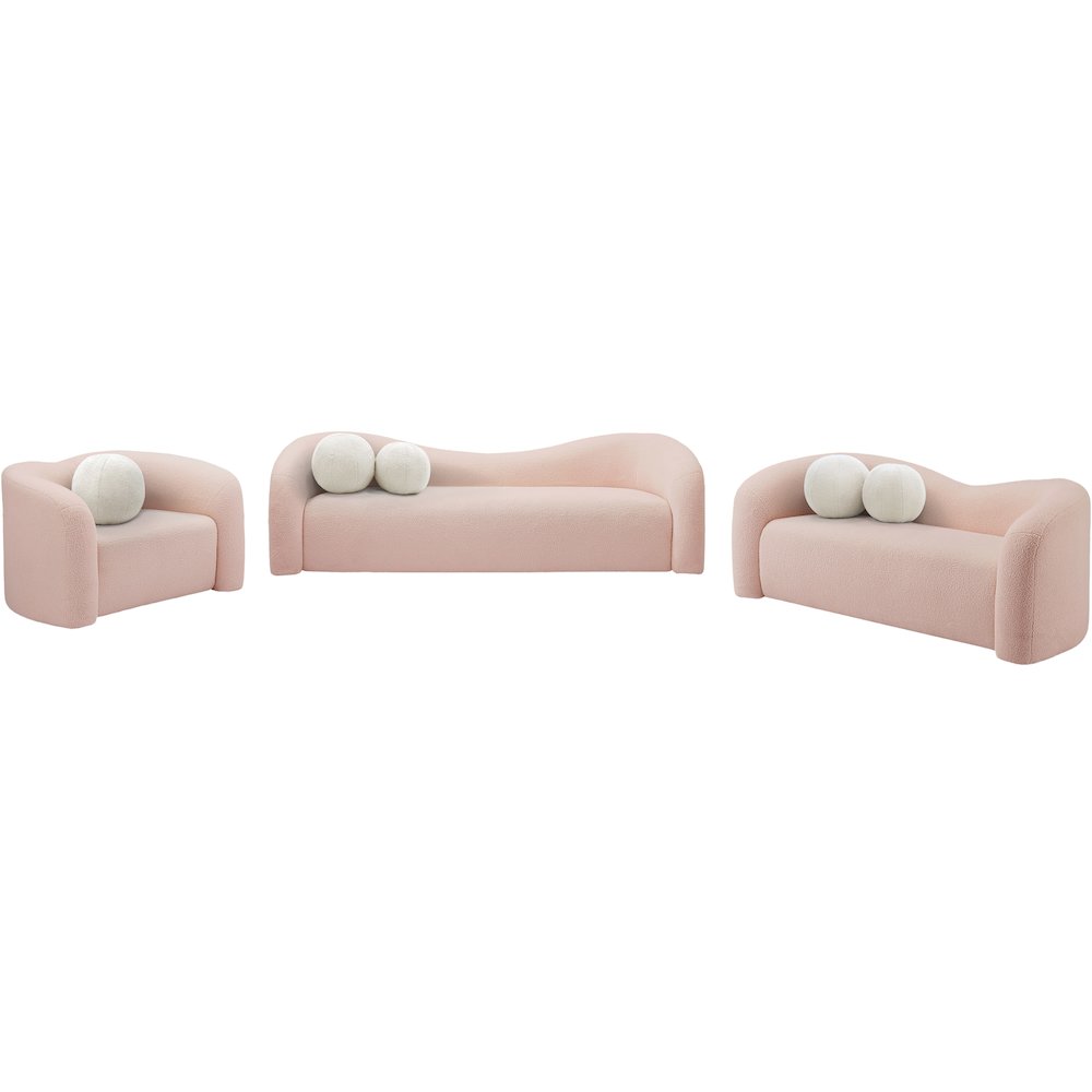 Kali Pink Faux Shearling Teddy Fabric Sofa