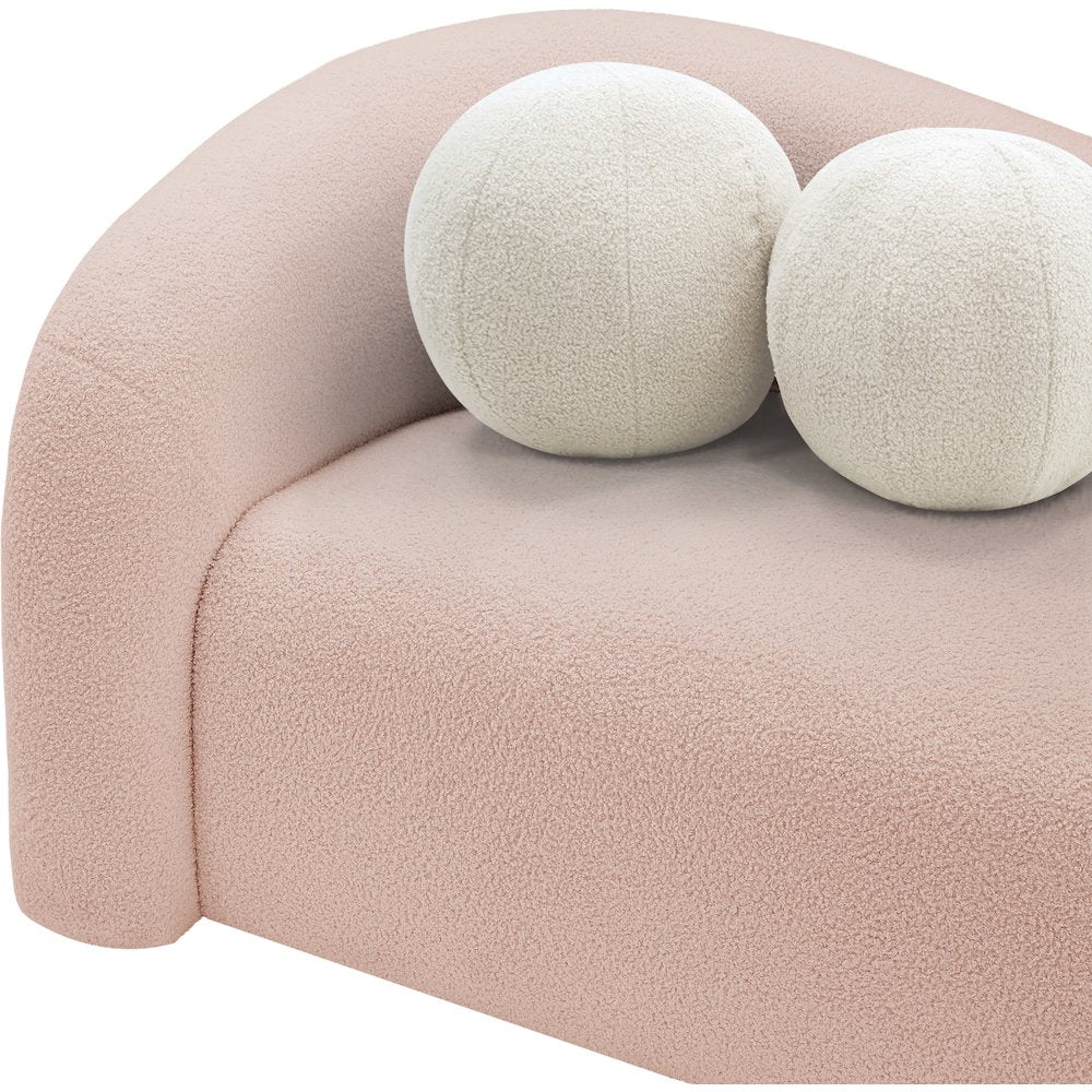 Kali Pink Faux Shearling Teddy Fabric Sofa