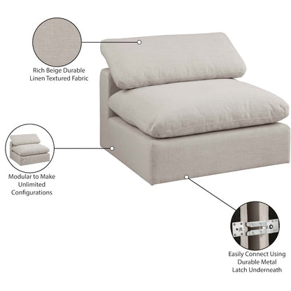 Comfy Beige Linen Textured Fabric Modular Armless Chair