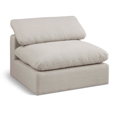 Comfy Beige Linen Textured Fabric Modular Armless Chair