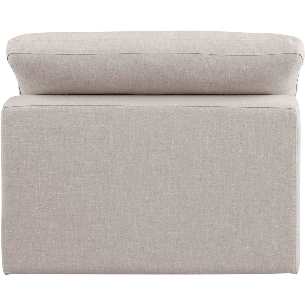 Comfy Beige Linen Textured Fabric Modular Armless Chair