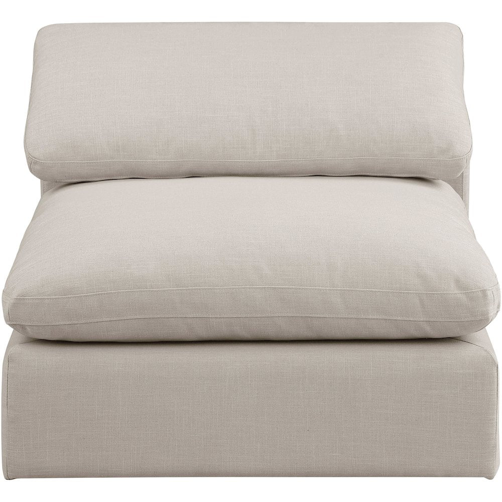 Comfy Beige Linen Textured Fabric Modular Armless Chair