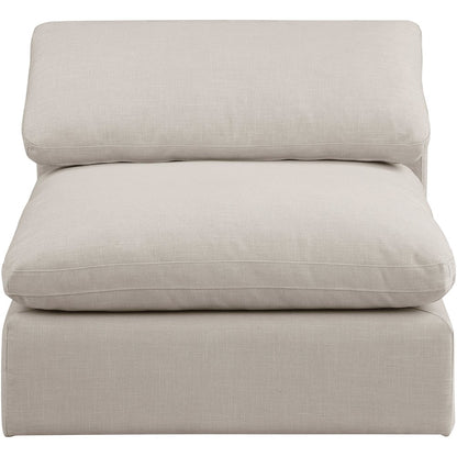 Comfy Beige Linen Textured Fabric Modular Armless Chair