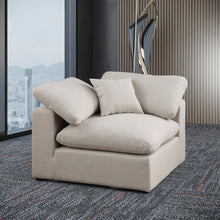 Comfy Beige Linen Textured Fabric Modular Corner Chair