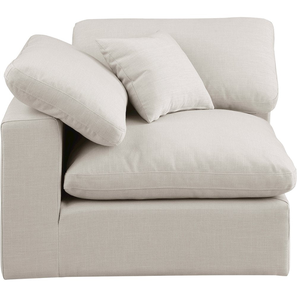 Comfy Beige Linen Textured Fabric Modular Corner Chair