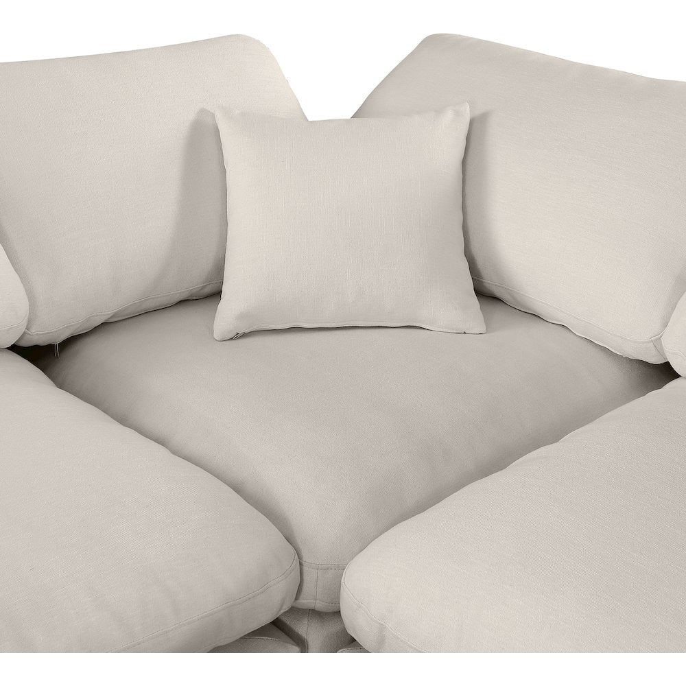 Comfy Beige Linen Textured Fabric Modular Corner Chair