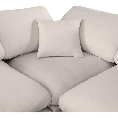 Comfy Beige Linen Textured Fabric Modular Corner Chair