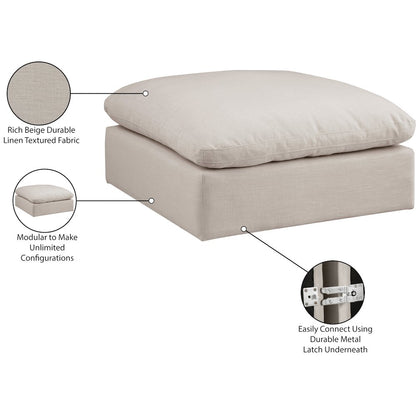 Comfy Beige Linen Textured Fabric Modular Ottoman
