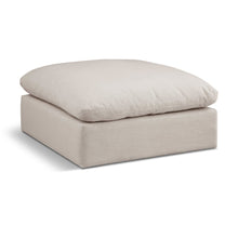 Comfy Beige Linen Textured Fabric Modular Ottoman