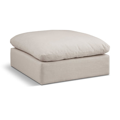 Comfy Beige Linen Textured Fabric Modular Ottoman