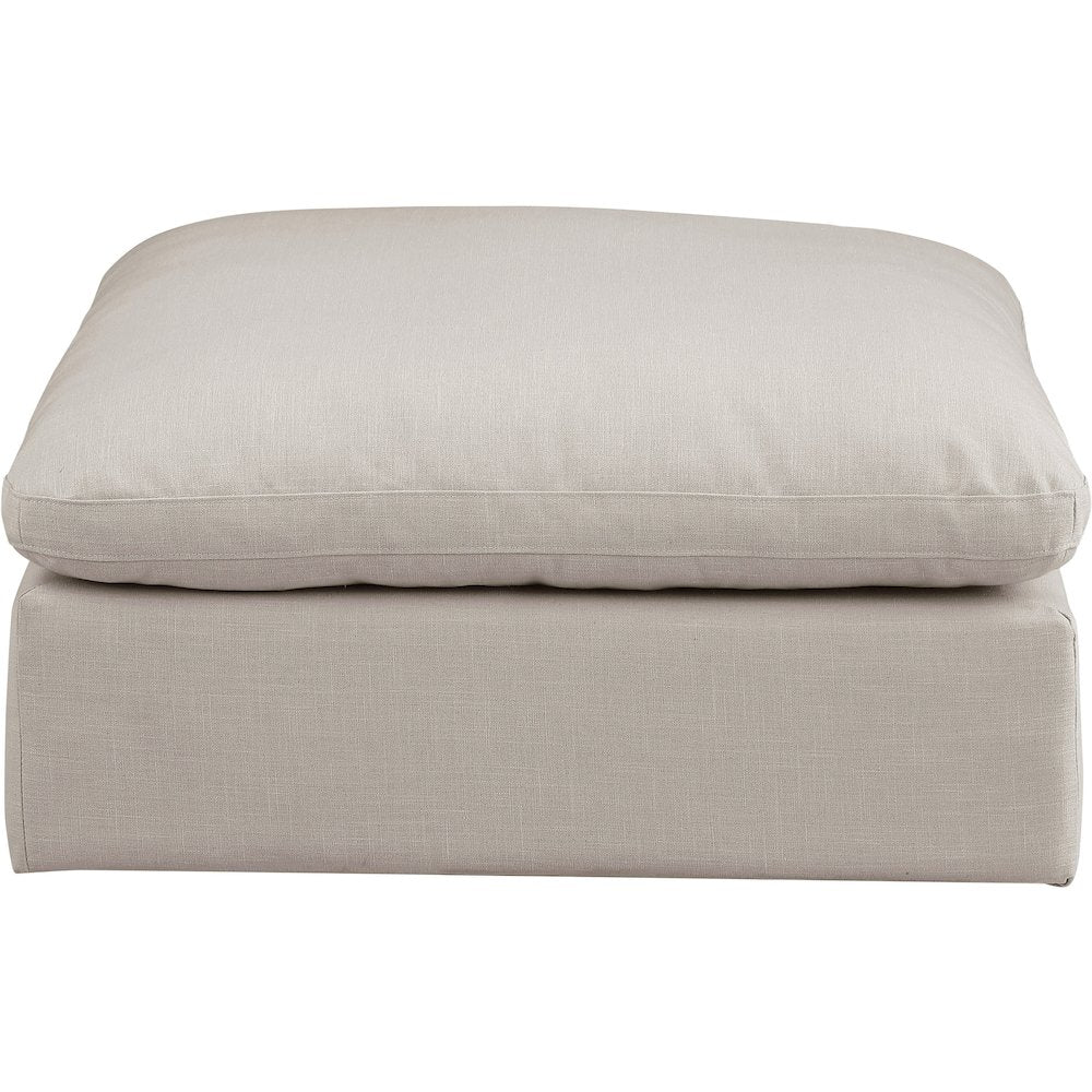 Comfy Beige Linen Textured Fabric Modular Ottoman
