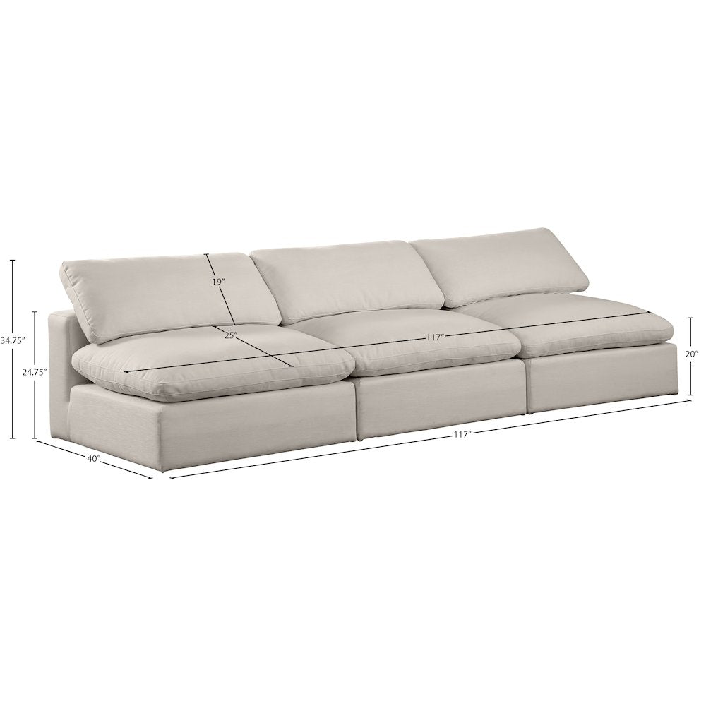 Comfy Beige Linen Textured Fabric Modular Sofa