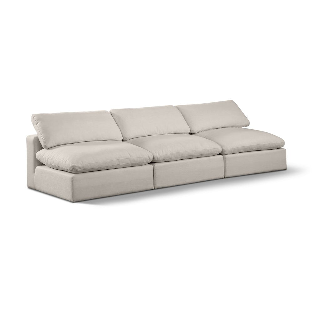 Comfy Beige Linen Textured Fabric Modular Sofa