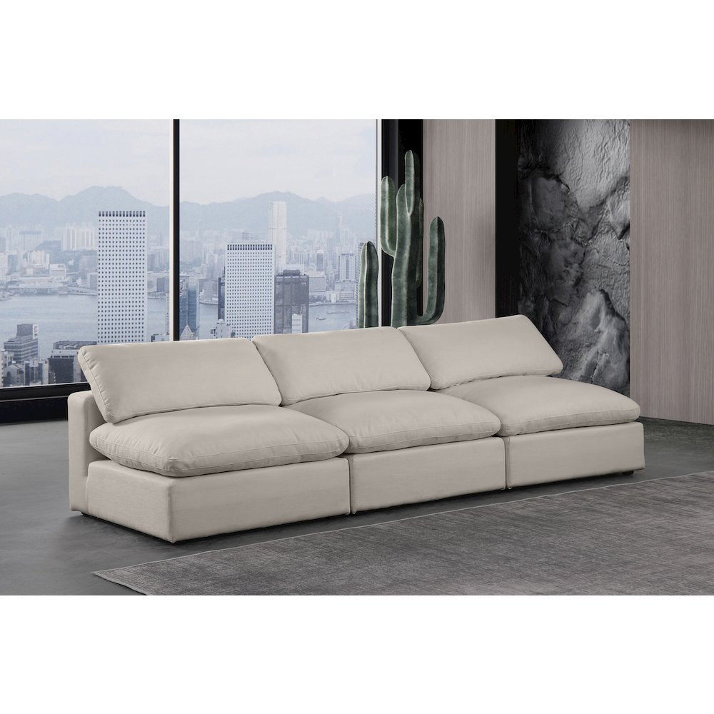 Comfy Beige Linen Textured Fabric Modular Sofa