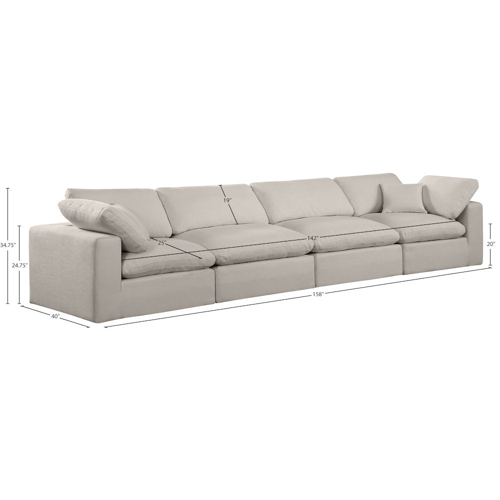 Comfy Beige Linen Textured Fabric Modular Sofa