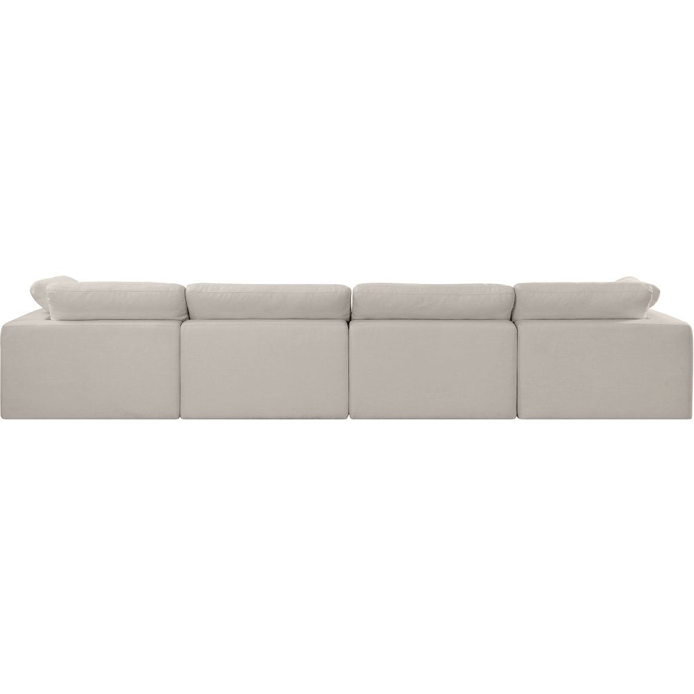Comfy Beige Linen Textured Fabric Modular Sofa