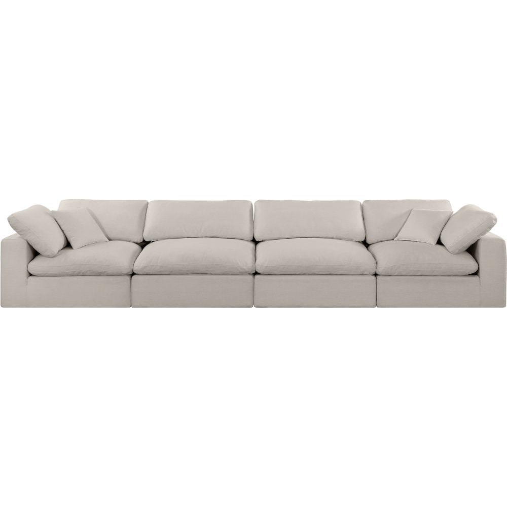 Comfy Beige Linen Textured Fabric Modular Sofa