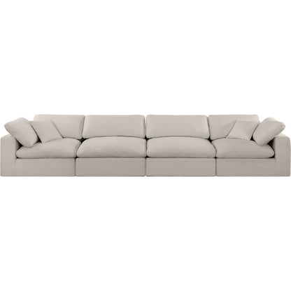 Comfy Beige Linen Textured Fabric Modular Sofa