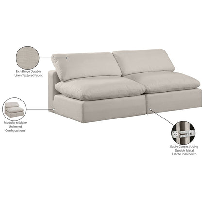 Comfy Beige Linen Textured Fabric Modular Sofa