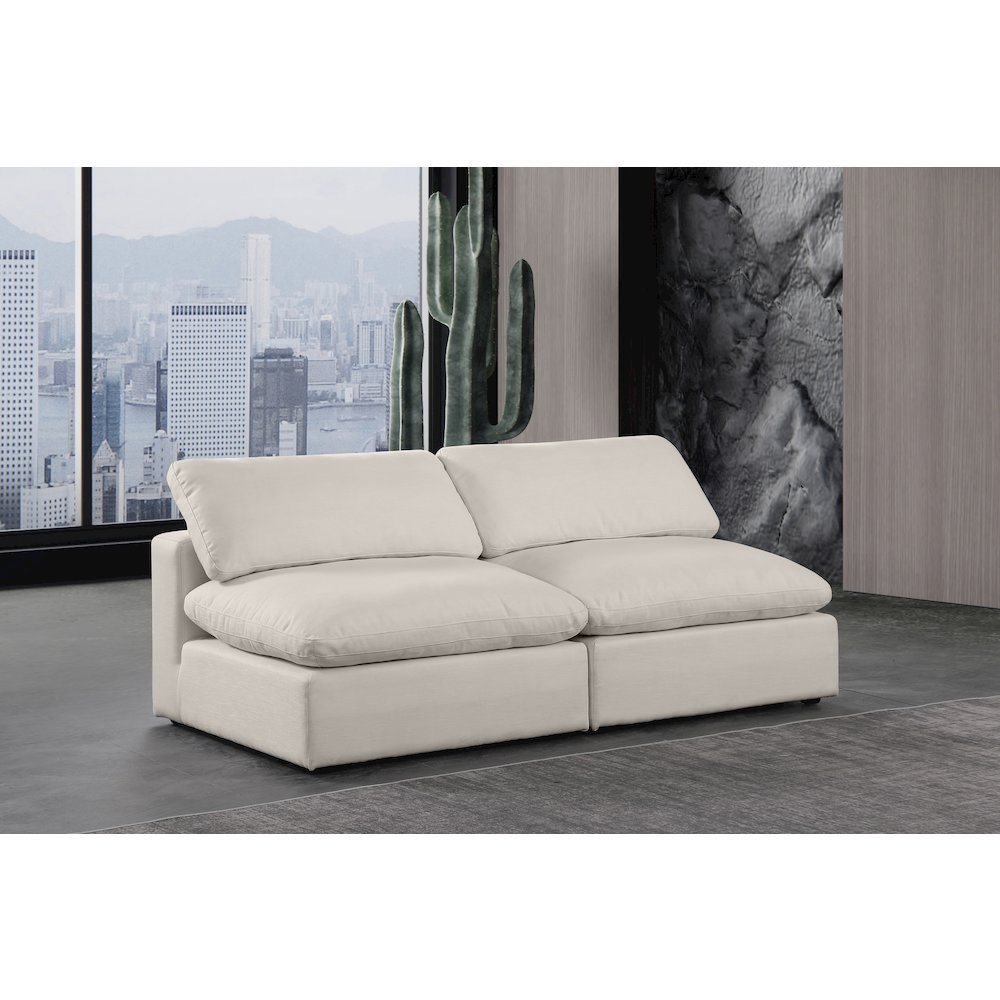 Comfy Beige Linen Textured Fabric Modular Sofa