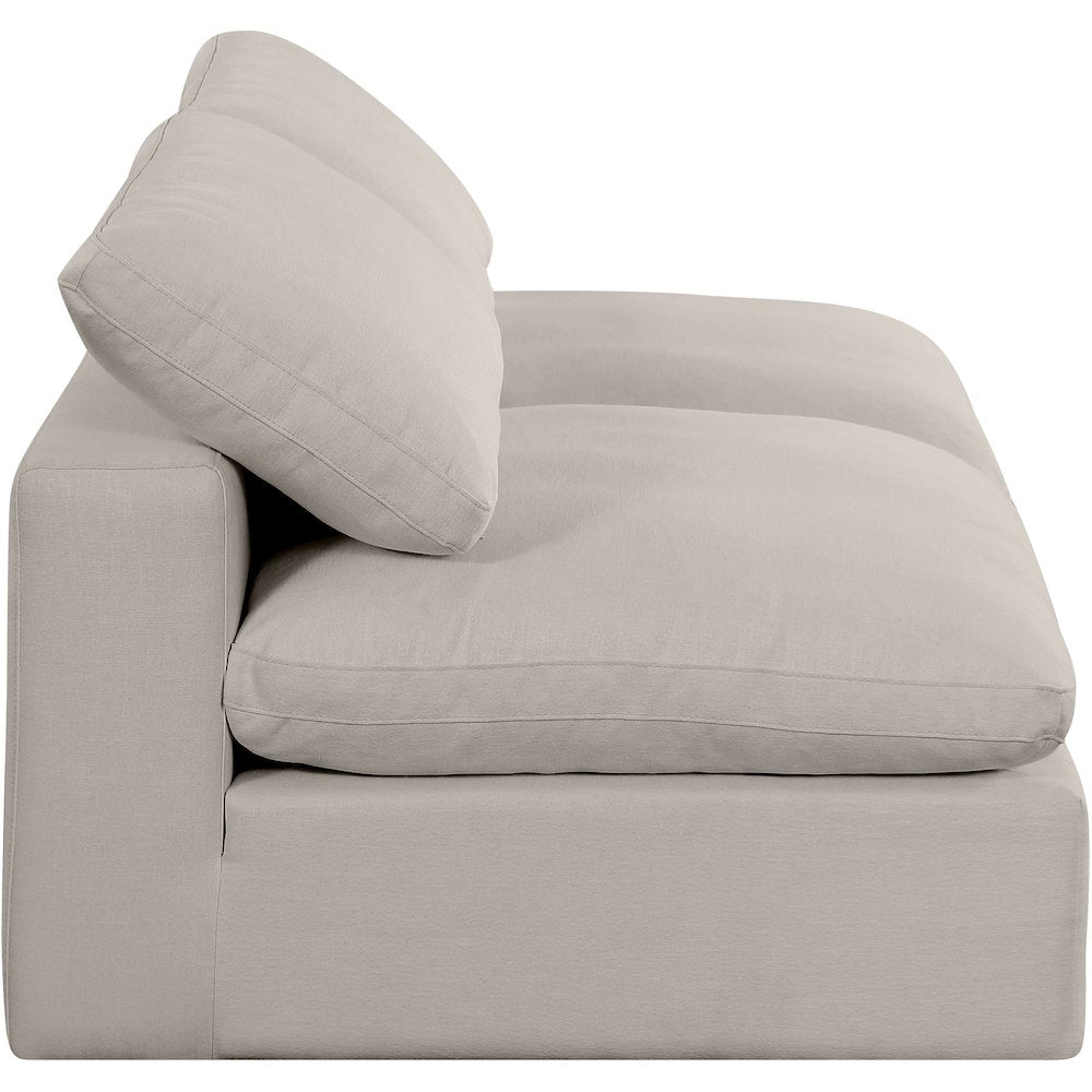 Comfy Beige Linen Textured Fabric Modular Sofa