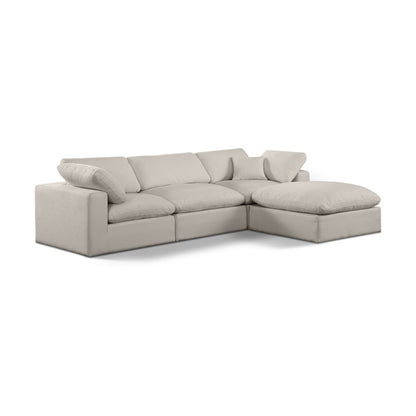 Comfy Beige Linen Textured Fabric Modular Sectional