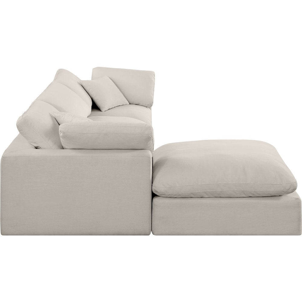 Comfy Beige Linen Textured Fabric Modular Sectional