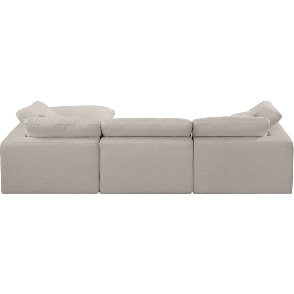 Comfy Beige Linen Textured Fabric Modular Sectional