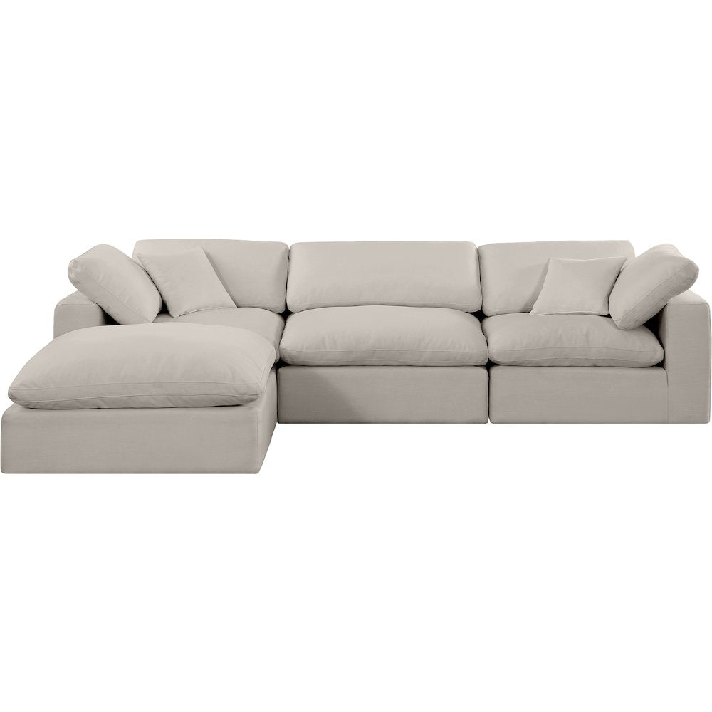 Comfy Beige Linen Textured Fabric Modular Sectional