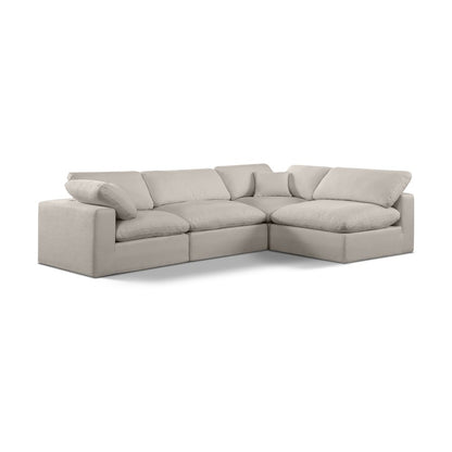 Comfy Beige Linen Textured Fabric Modular Sectional