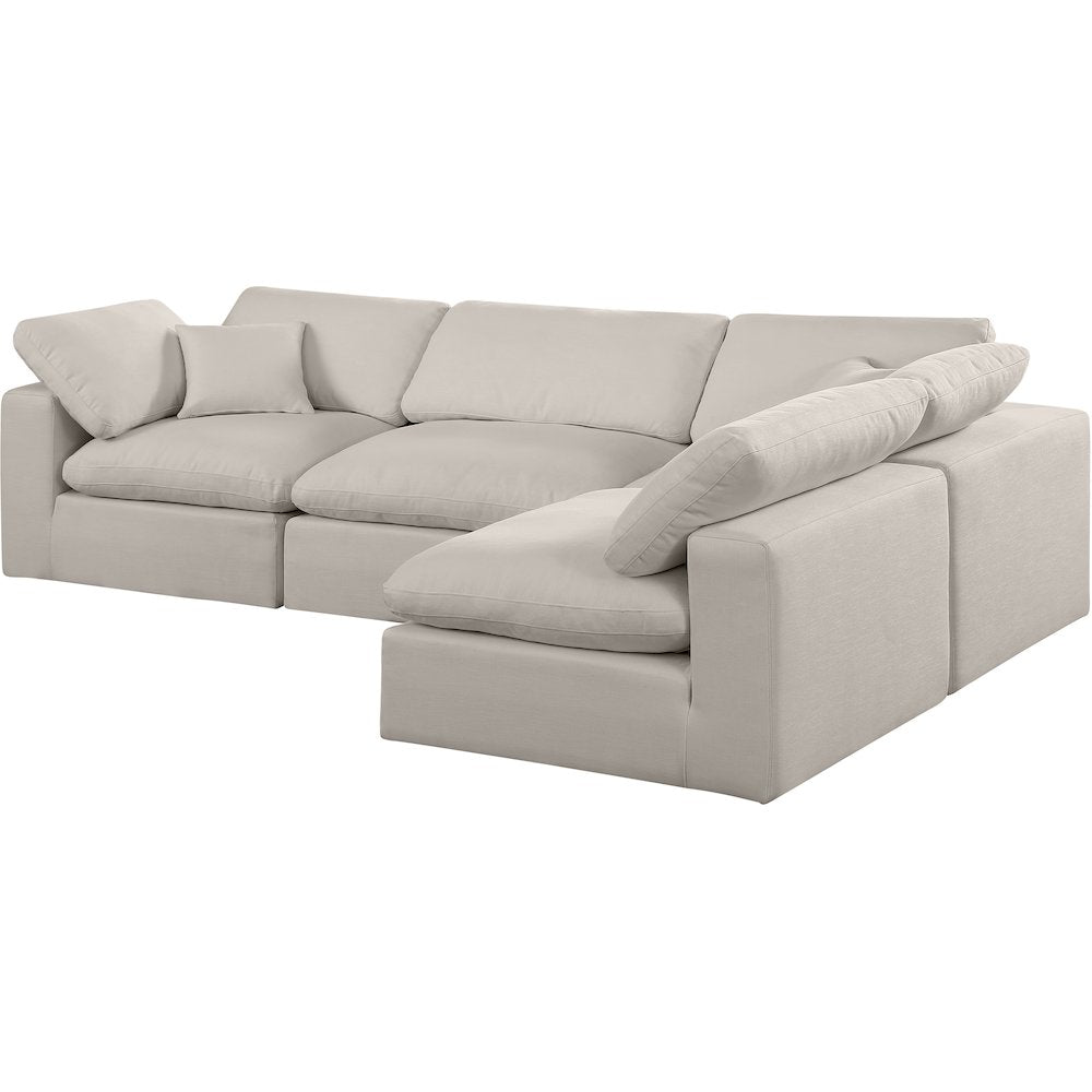 Comfy Beige Linen Textured Fabric Modular Sectional