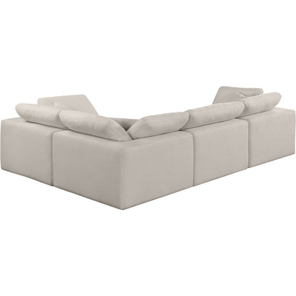 Comfy Beige Linen Textured Fabric Modular Sectional