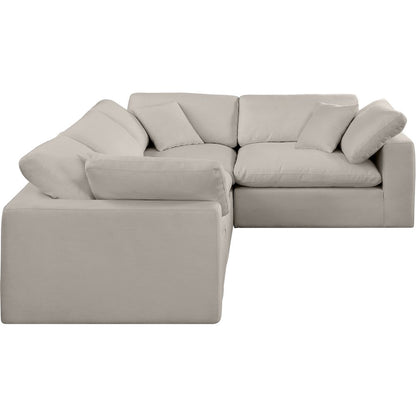 Comfy Beige Linen Textured Fabric Modular Sectional