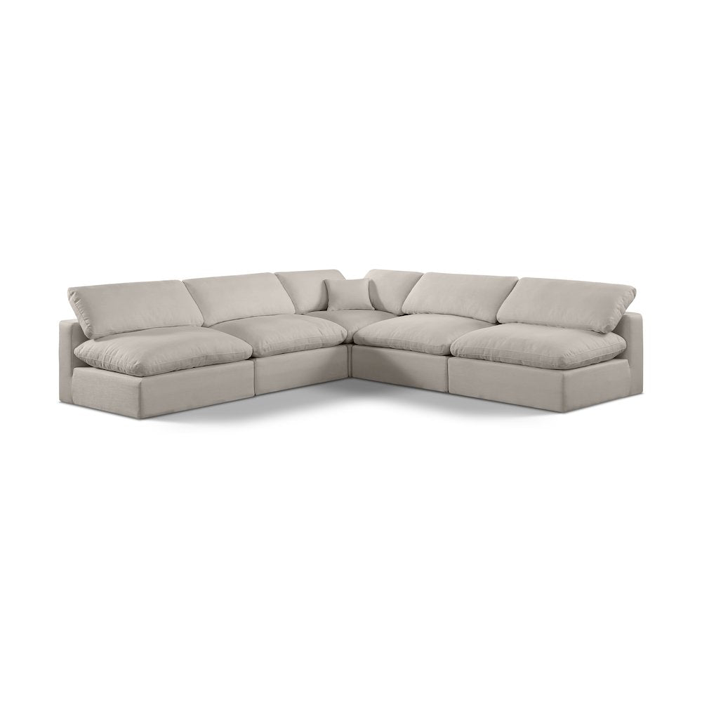 Comfy Beige Linen Textured Fabric Modular Sectional